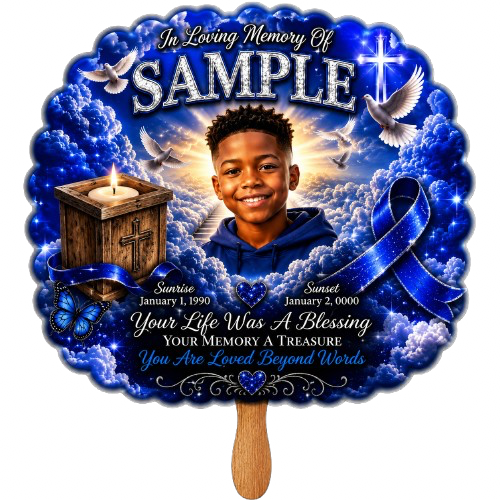 Custom Memorial, Church, Graduation Fans with wooden handle